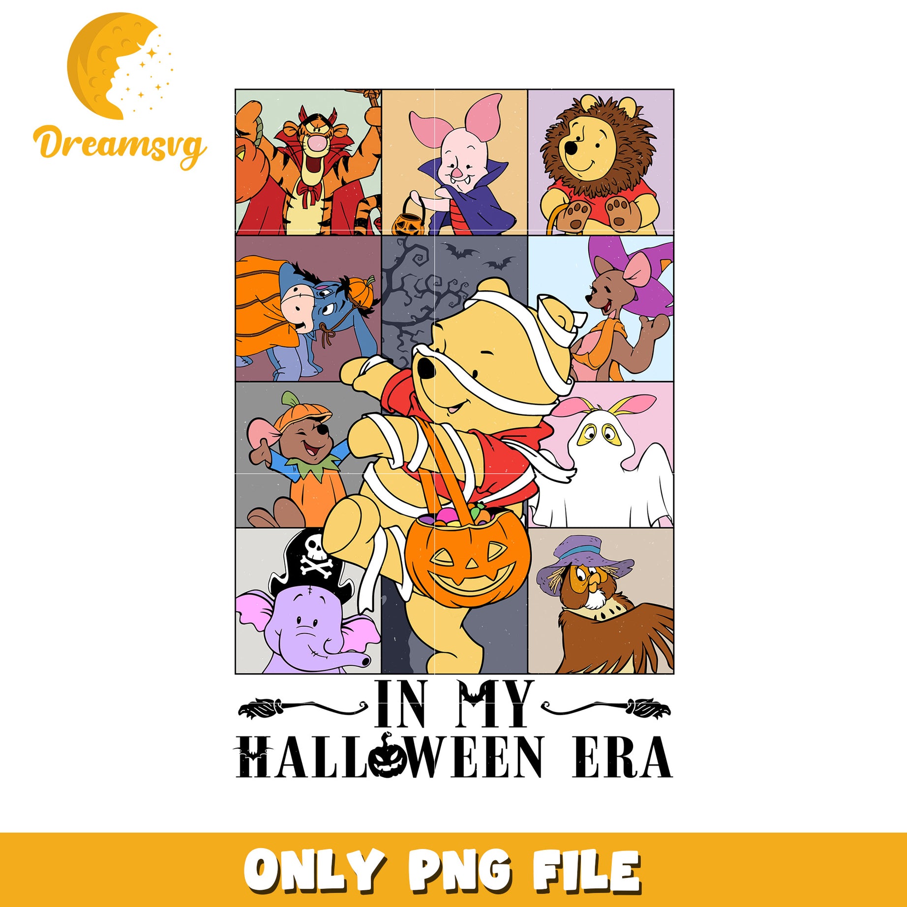 Cute Halloween PNG with Cartoon Friends Design File