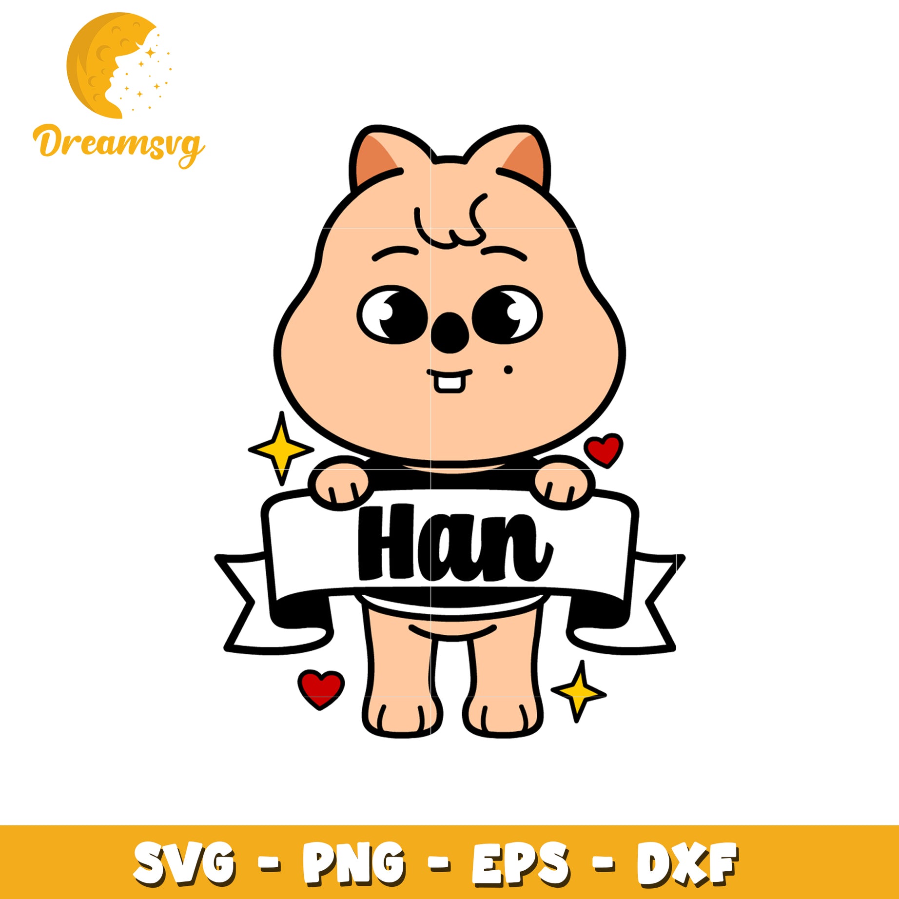 Cute Han Animal SVG PNG EPS DXF Cut File