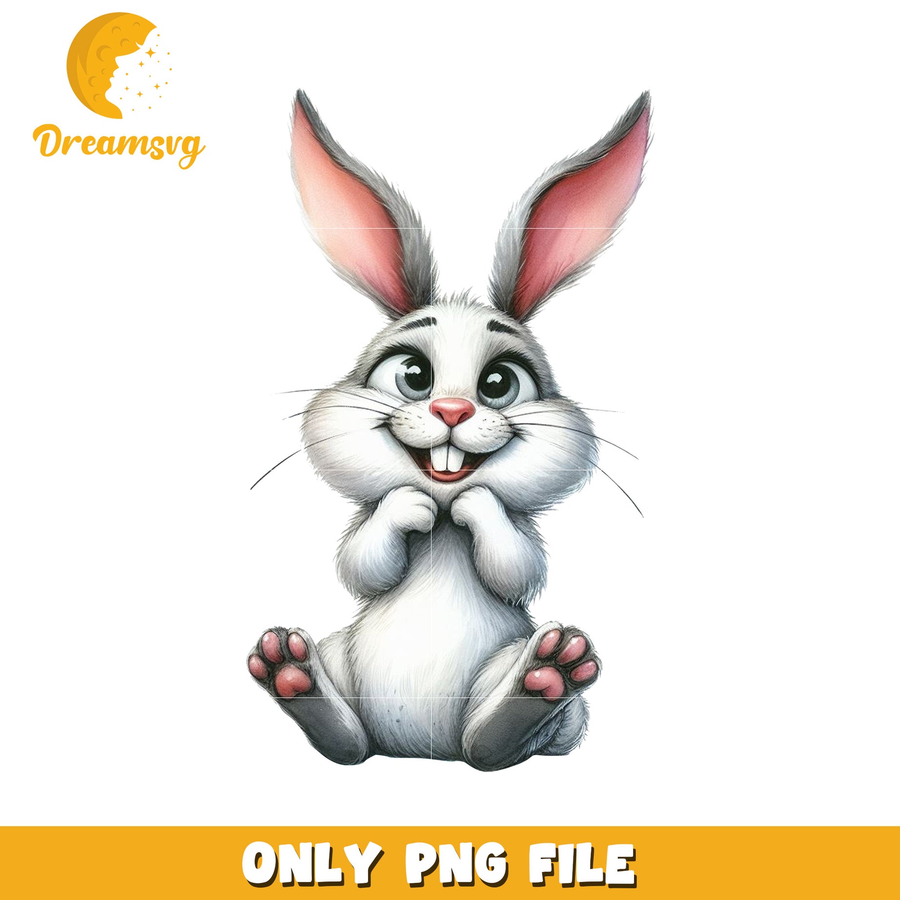 Cute Happy Bunny PNG File for Kids Crafting Projects