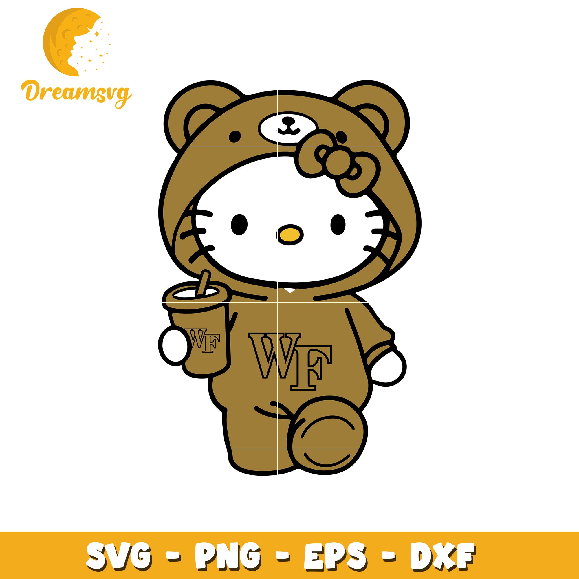 Cute Hello Kitty Bear Hoodie SVG Design for Crafts