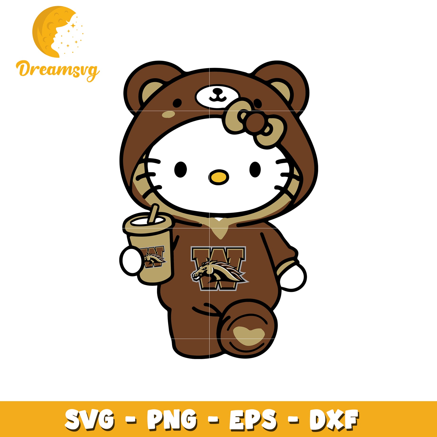 Cute Hello Kitty Bear SVG Design for Kids Apparel