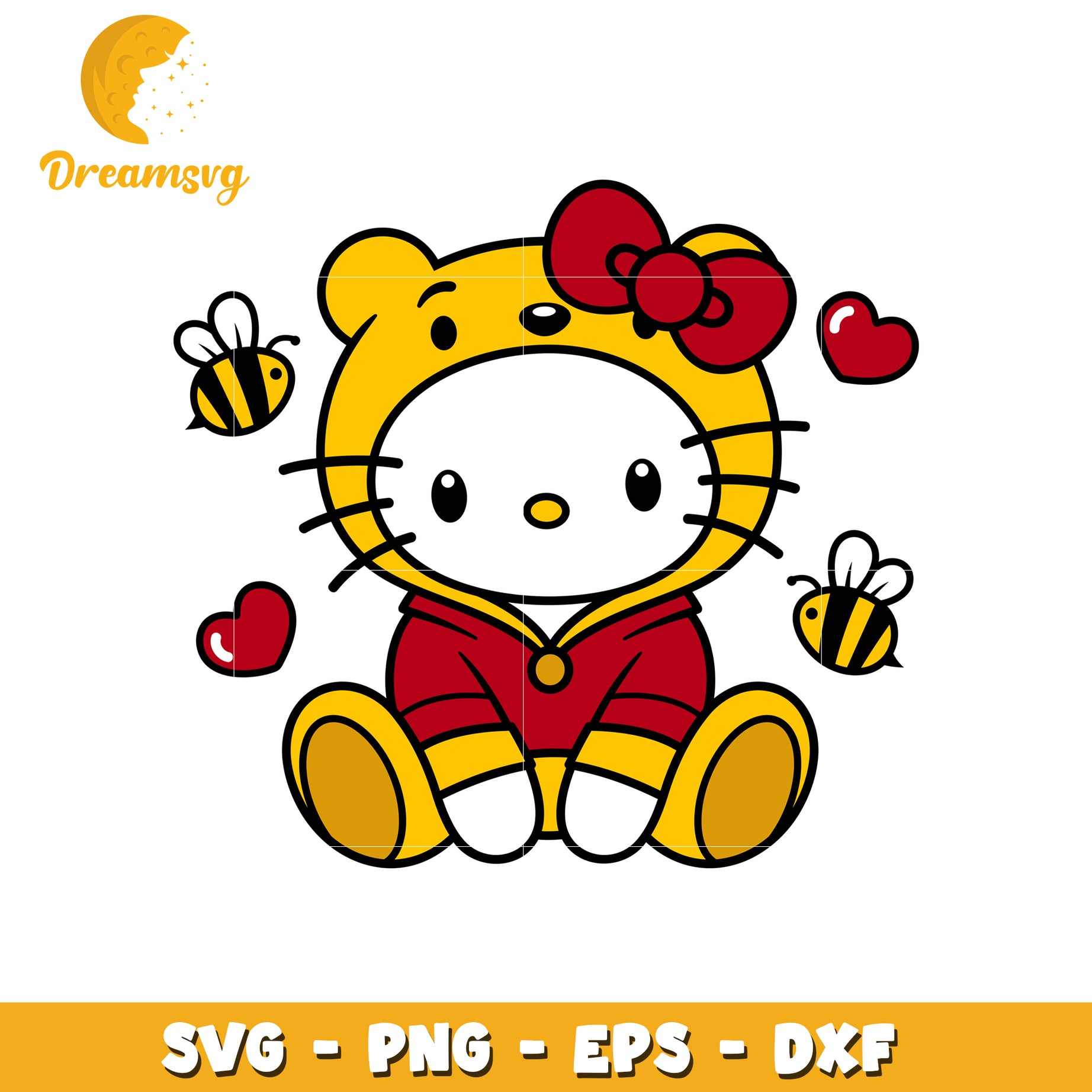 Cute Hello Kitty Bear SVG PNG EPS DXF