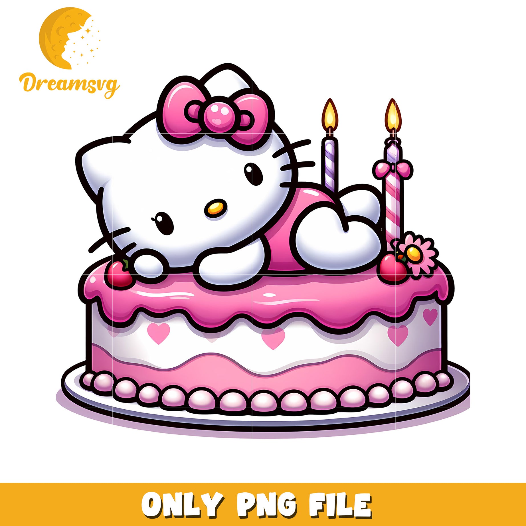 Cute Hello Kitty Birthday Cake PNG File for Fun Celebrations