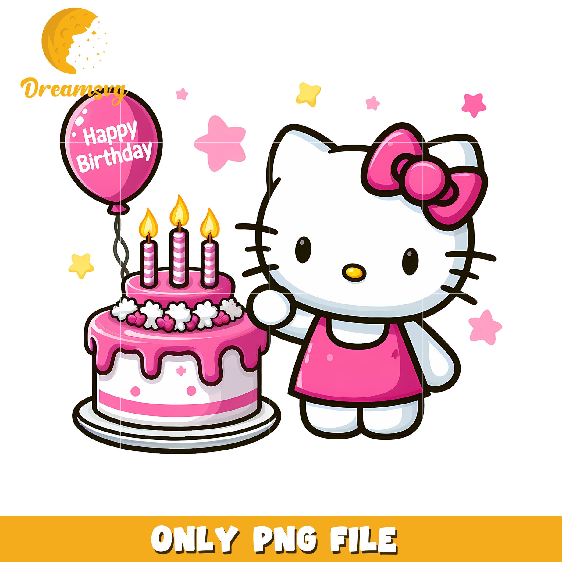 Cute Hello Kitty Birthday Cake PNG for Celebrations and Parties