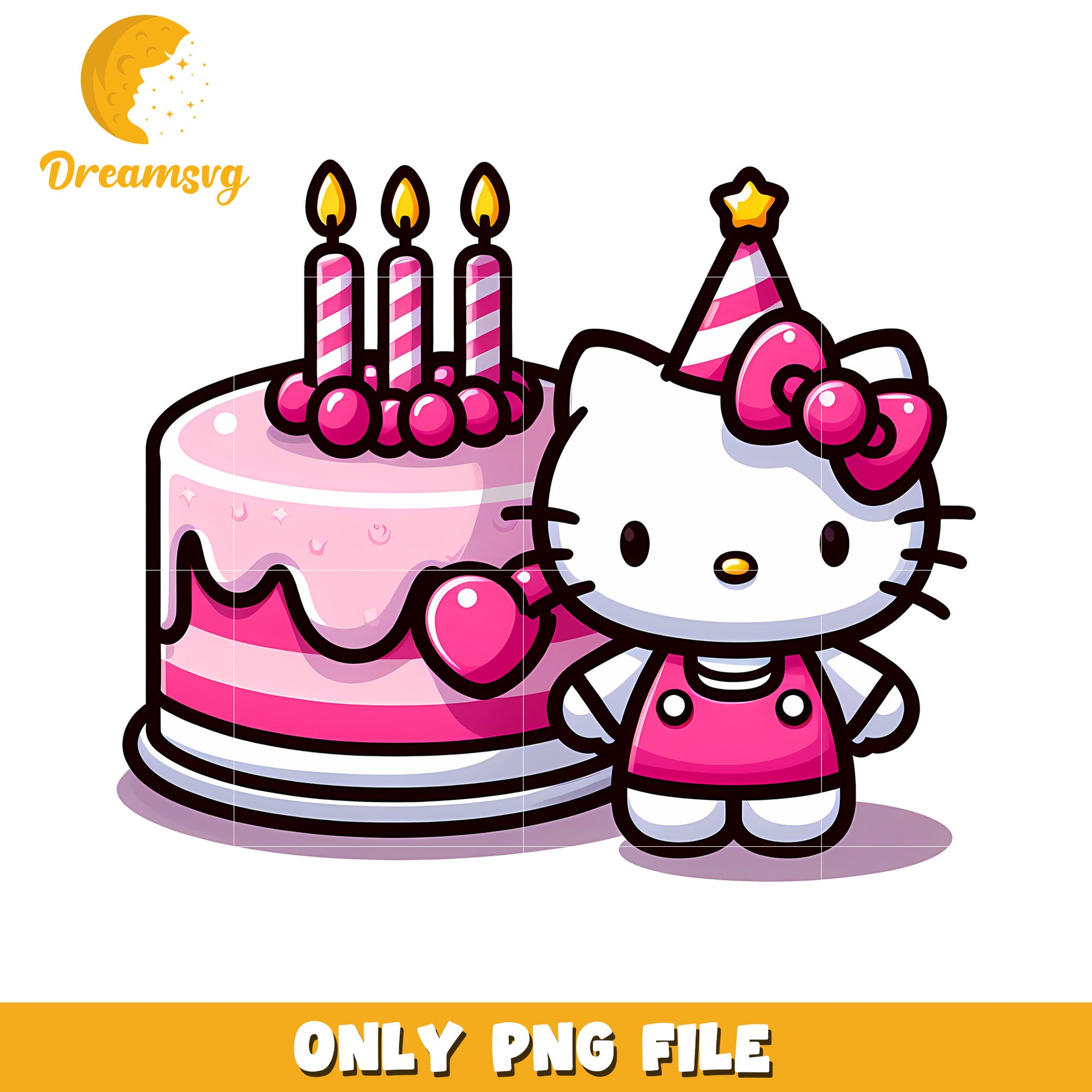 Cute Hello Kitty Birthday Cake PNG for Fun Celebrations