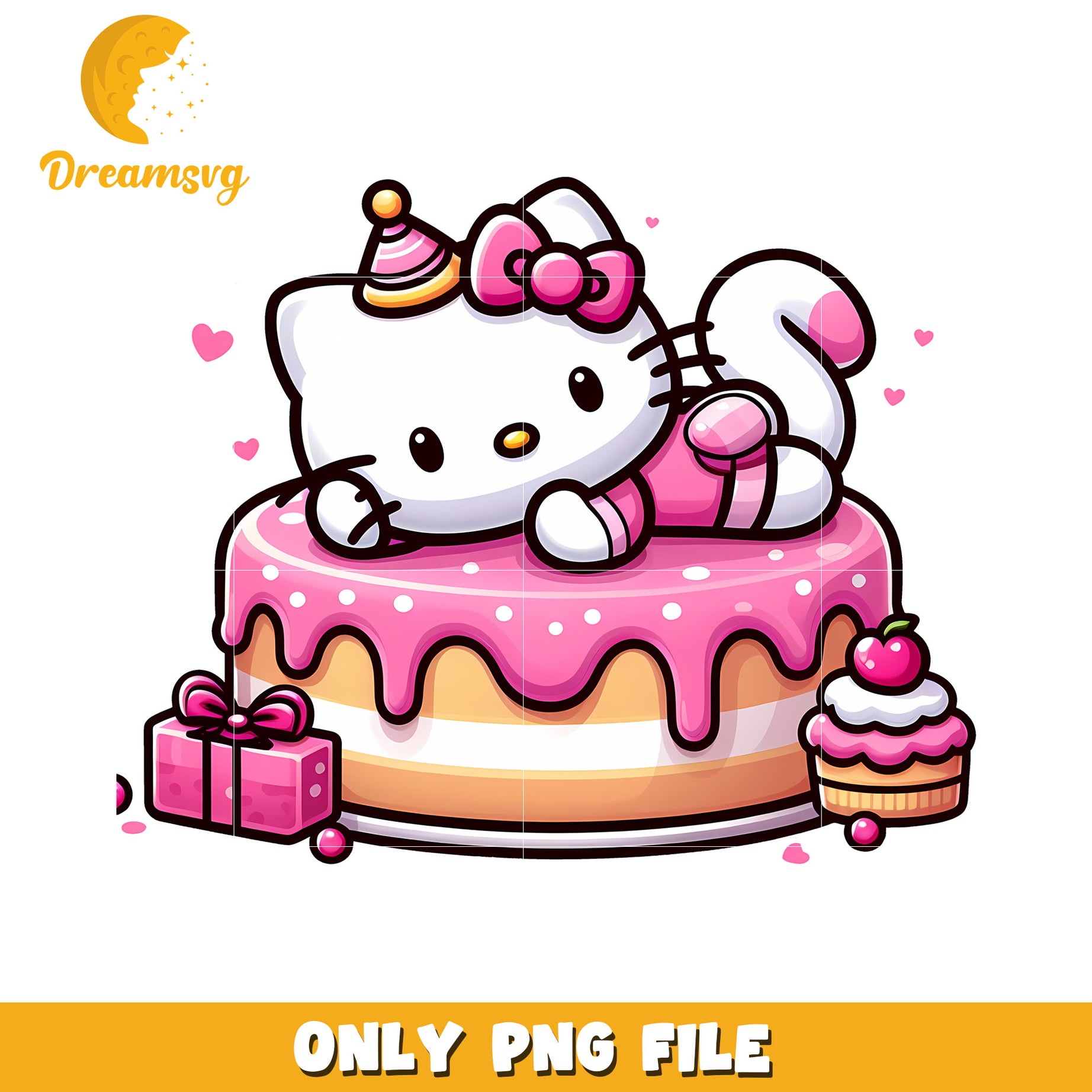 Cute Hello Kitty Cake PNG File for Birthday Celebrations