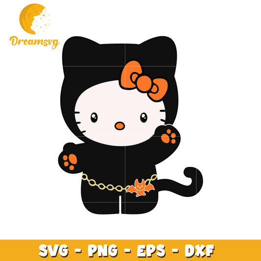 Cute Hello Kitty Cat Clipart SVG Design for Halloween Crafts