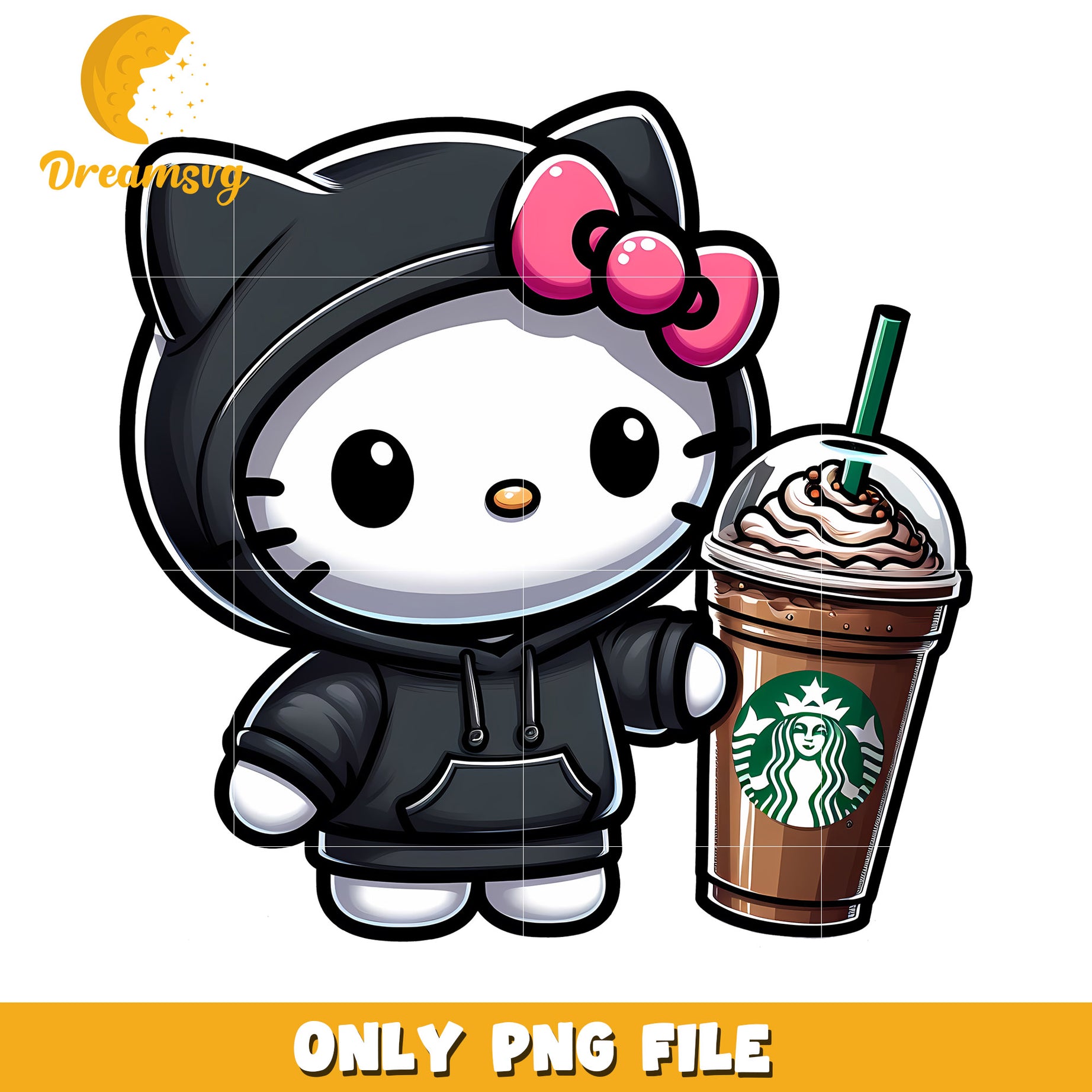 Cute Hello Kitty Character with Coffee PNG Image Download