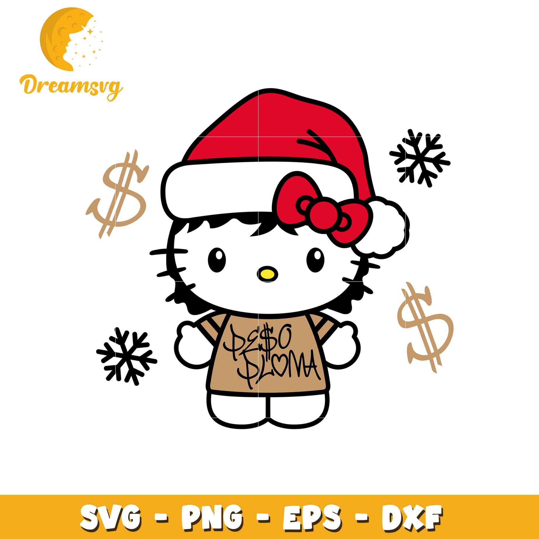 Cute Hello Kitty Christmas SVG Holiday Decoration Design Files