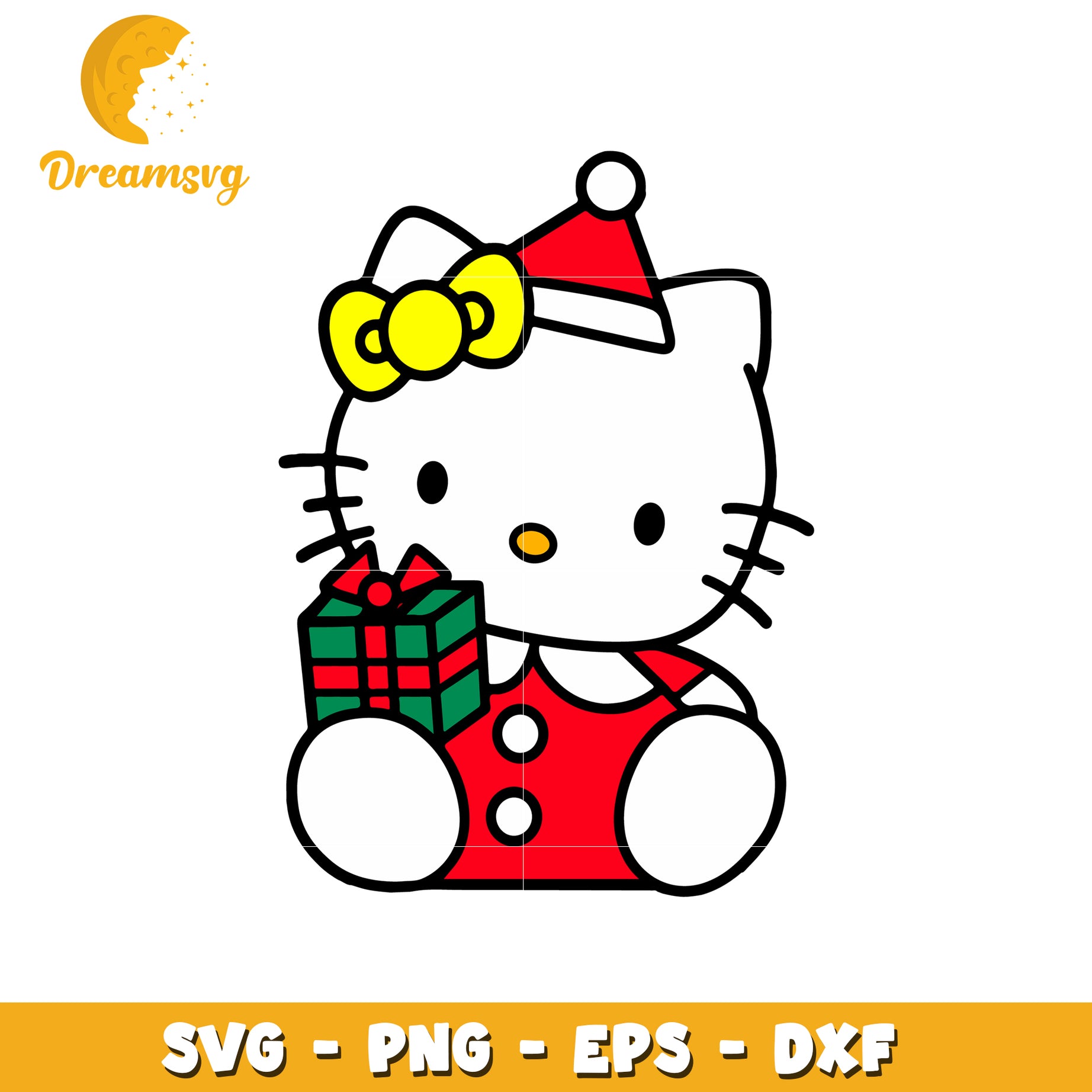 Cute Hello Kitty Christmas SVG with Gift and Holiday Cheer