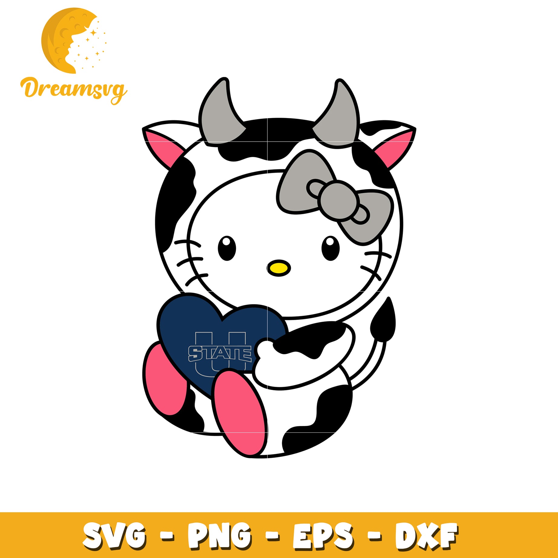 Cute Hello Kitty Cow Design SVG for Fun Crafts