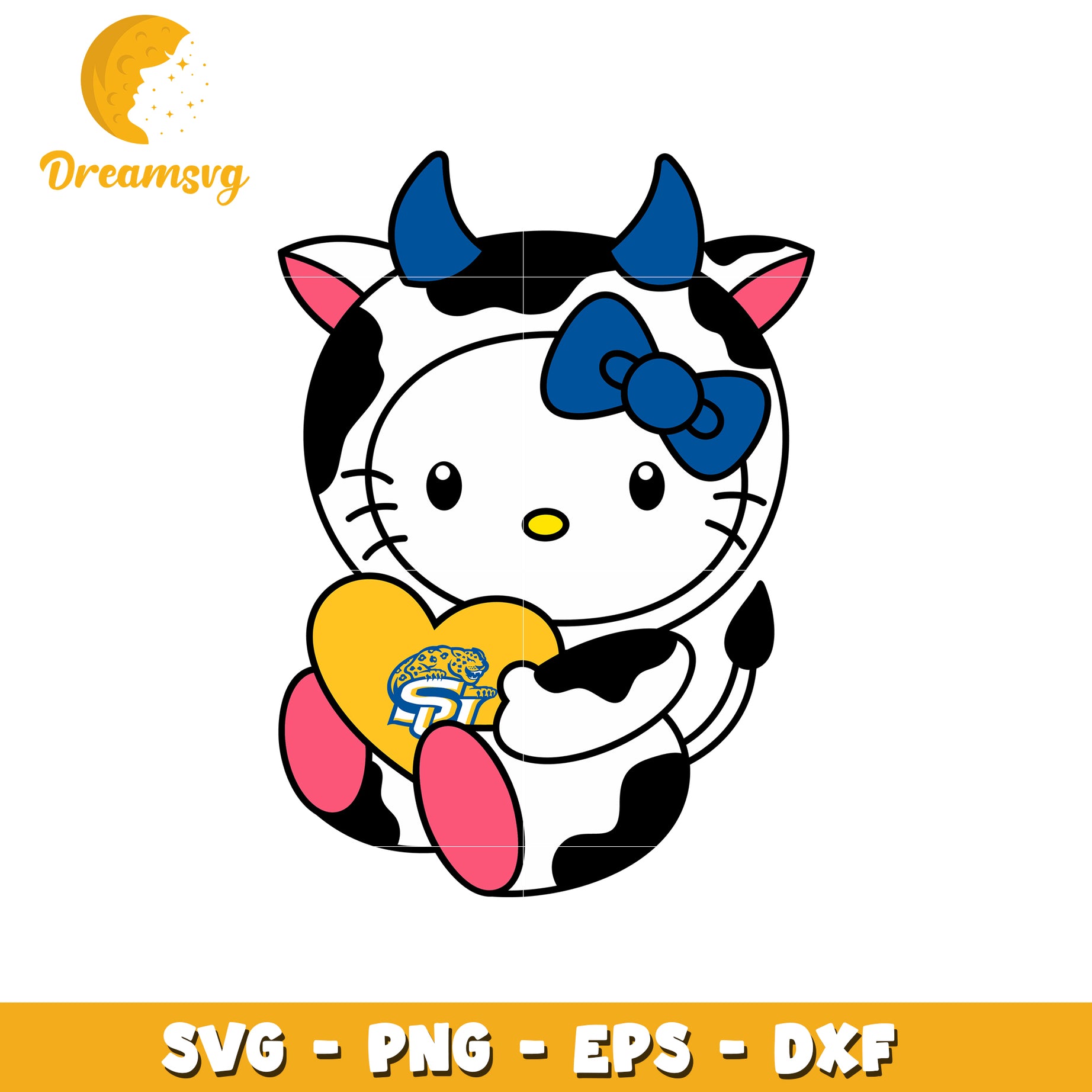 Cute Hello Kitty Cow SVG Design for Crafts Usage