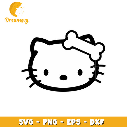 Cute Hello Kitty Dog Bone SVG Clipart for Crafting Projects