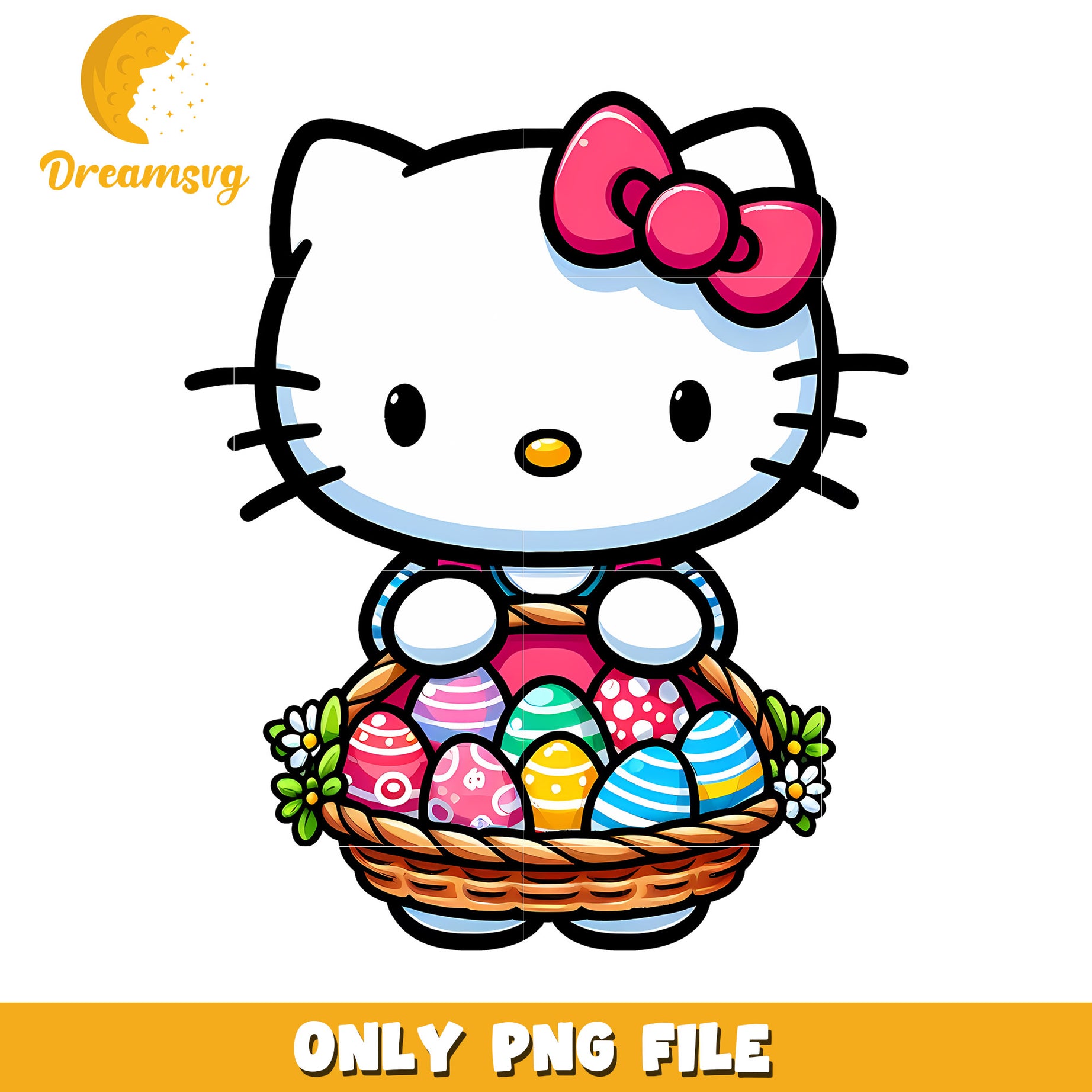 Cute Hello Kitty Easter Basket PNG Download for Crafts and Decor