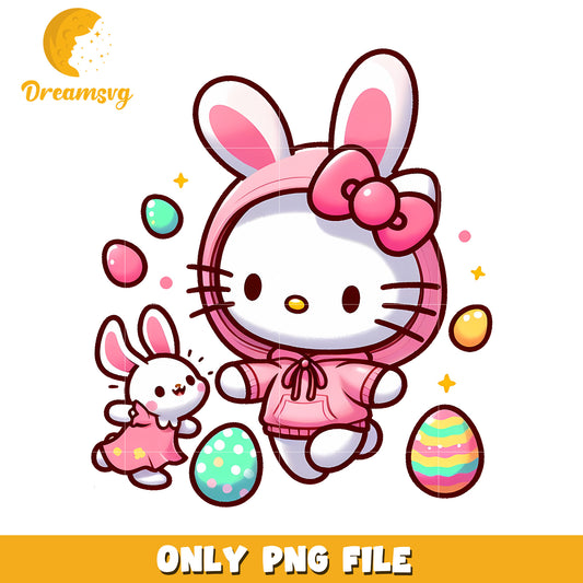 Cute Hello Kitty Easter Bunny PNG