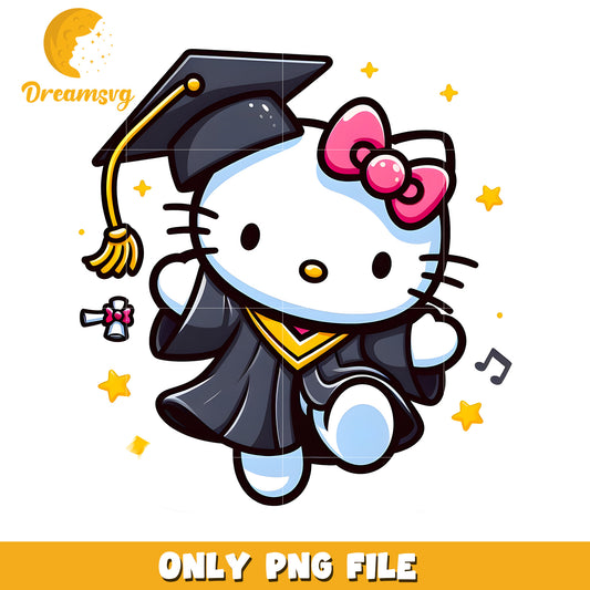 Cute Hello Kitty Graduation PNG File for Celebratory Designs