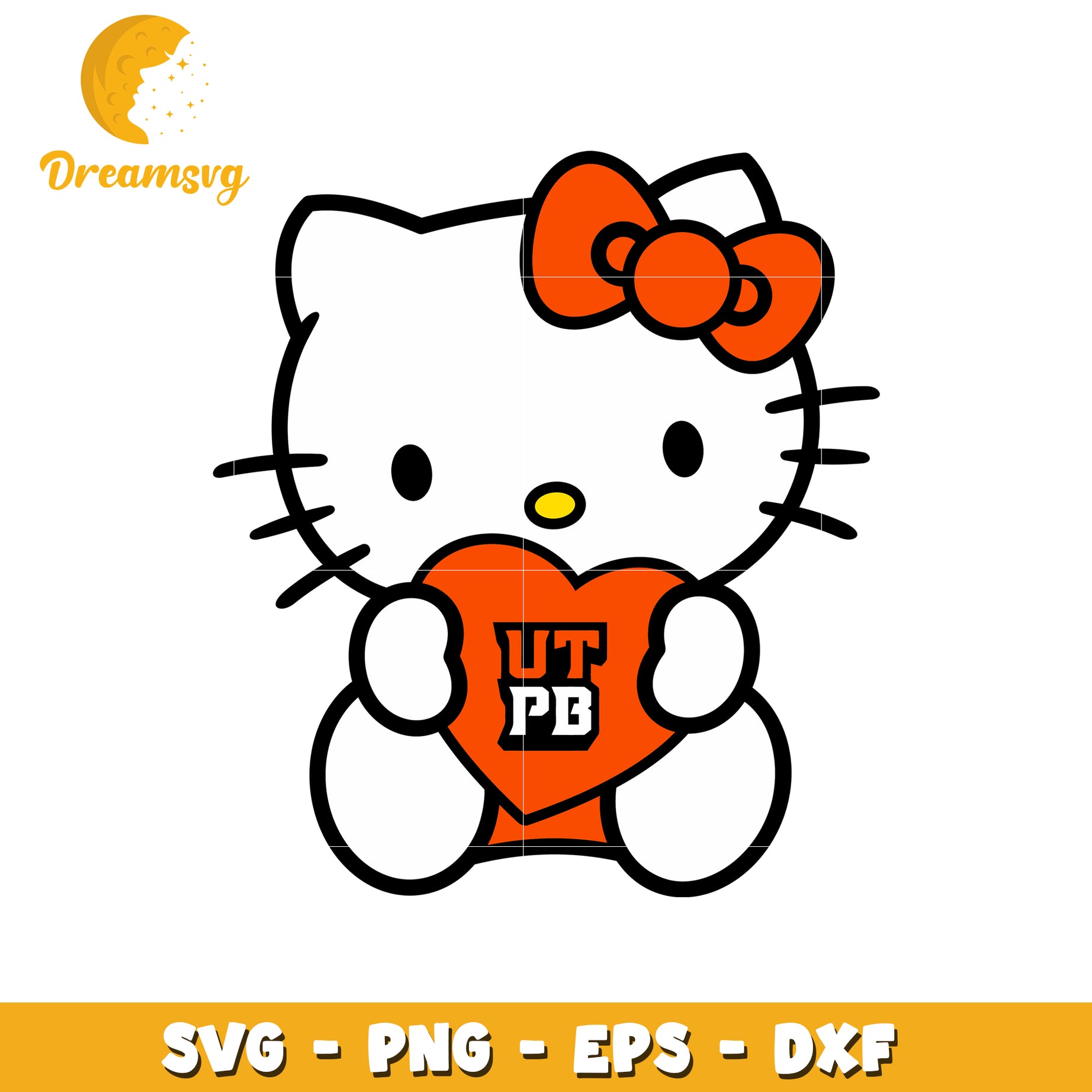 Cute Hello Kitty Heart Design SVG File Download