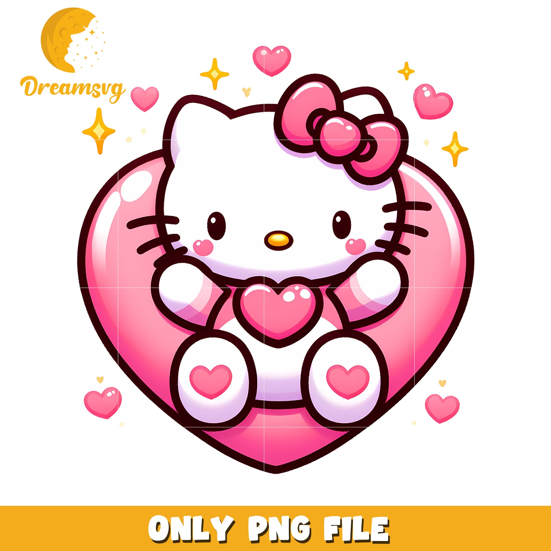 Cute Hello Kitty Heart PNG File for Crafting and Design Use