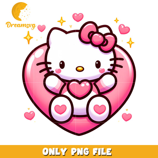 Cute Hello Kitty Heart PNG File for Crafting and Design Use