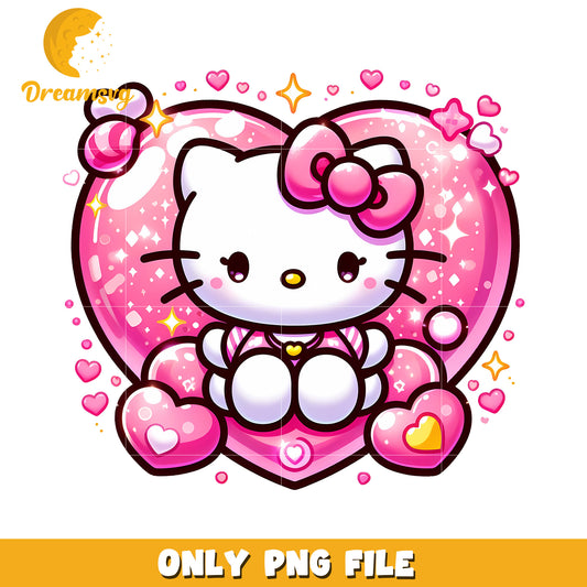 Cute Hello Kitty Heart PNG File for Sweet Designs and Crafts