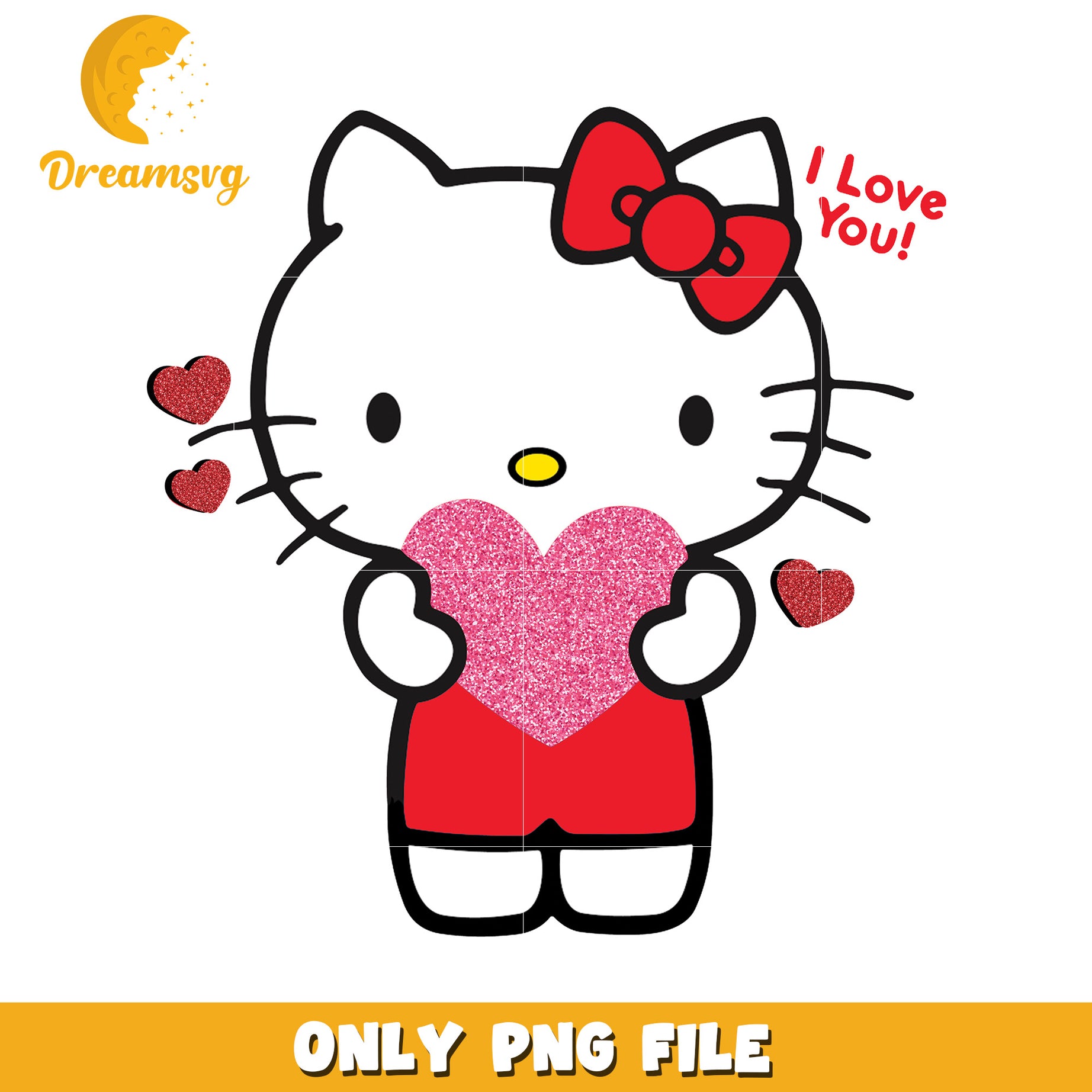 Cute Hello Kitty Holding Heart PNG Love Design File