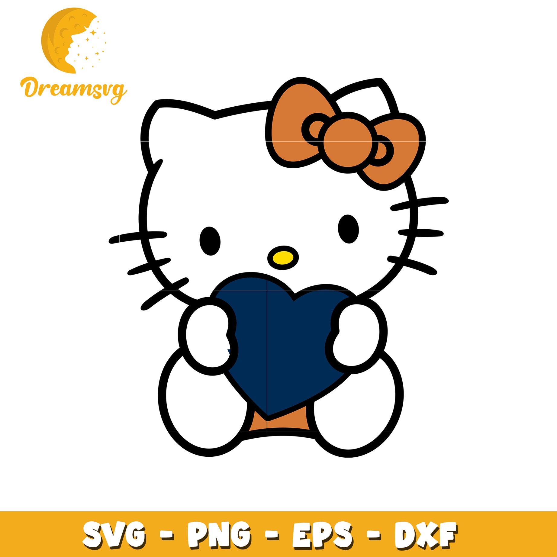 Cute Hello Kitty Holding Heart SVG Design Downloadable