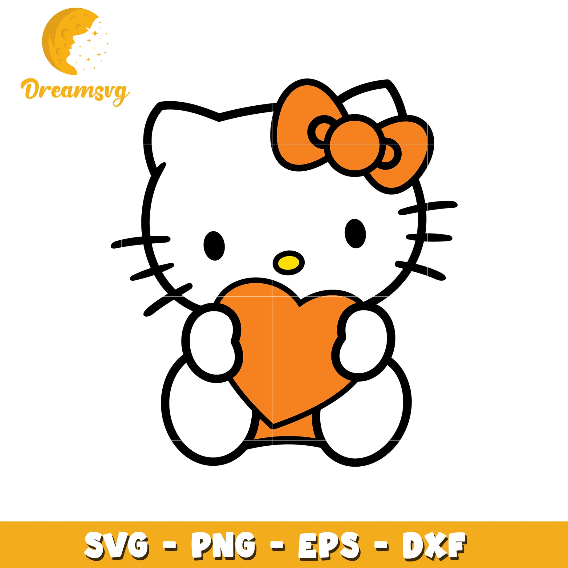 Cute Hello Kitty Holding Heart SVG Design File