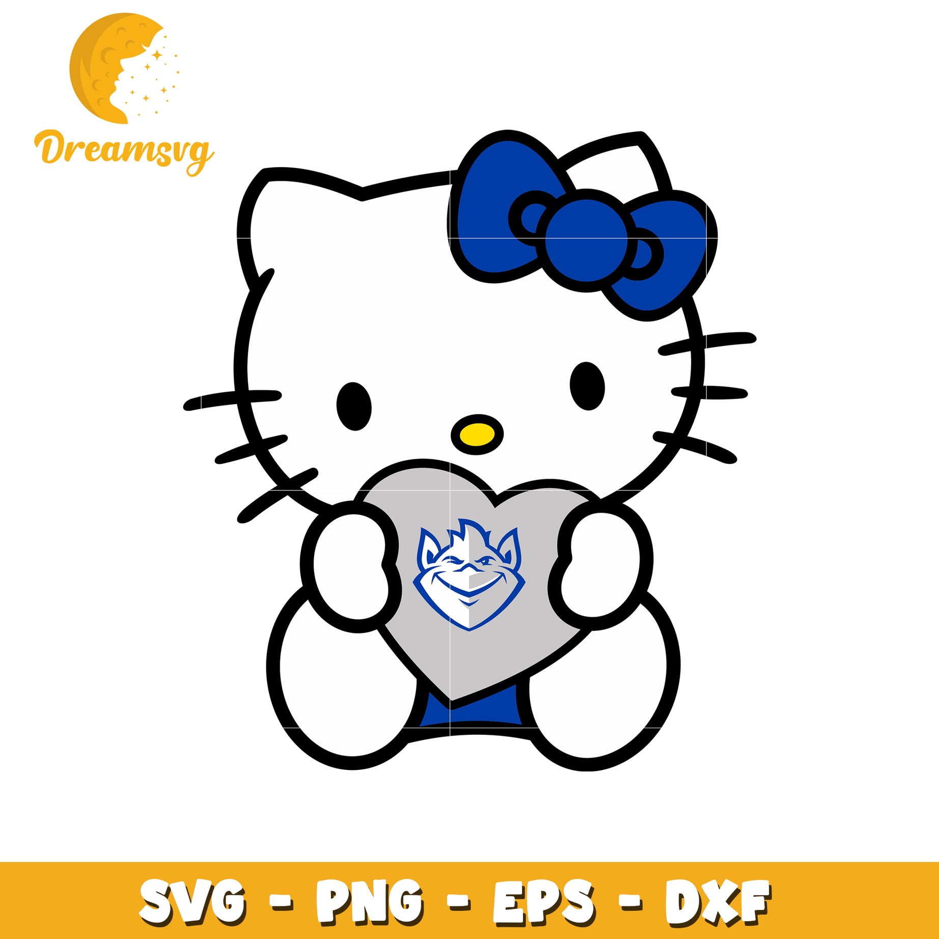 Cute Hello Kitty Holding Heart SVG Design File