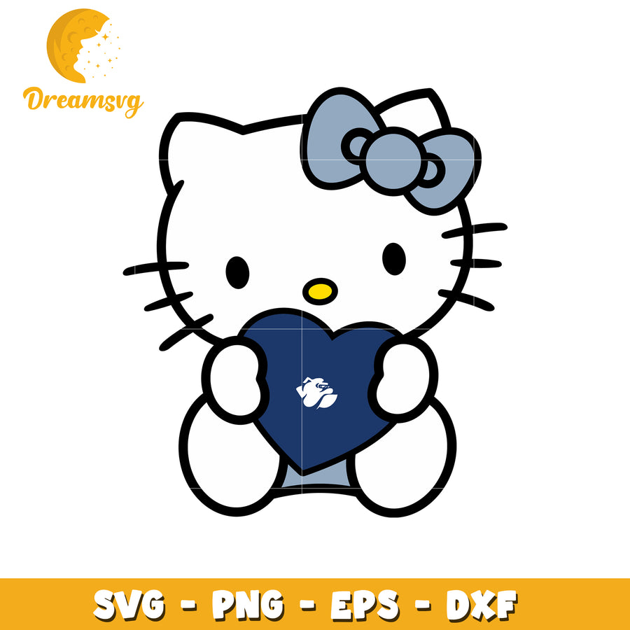 Cute Hello Kitty Holding Heart SVG Design Vector Art