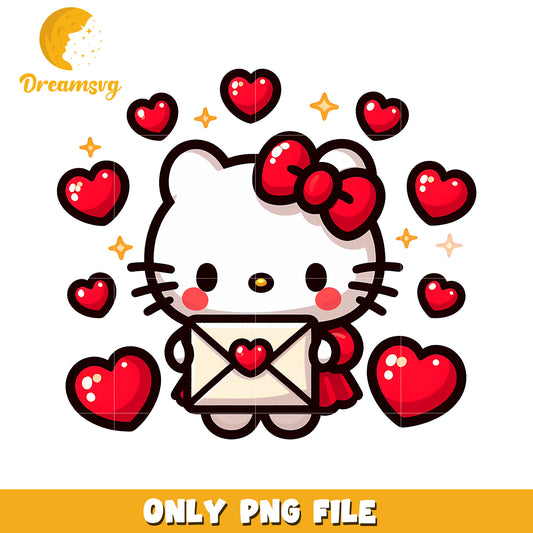 Cute Hello Kitty Holding Love Letter PNG Image for Download