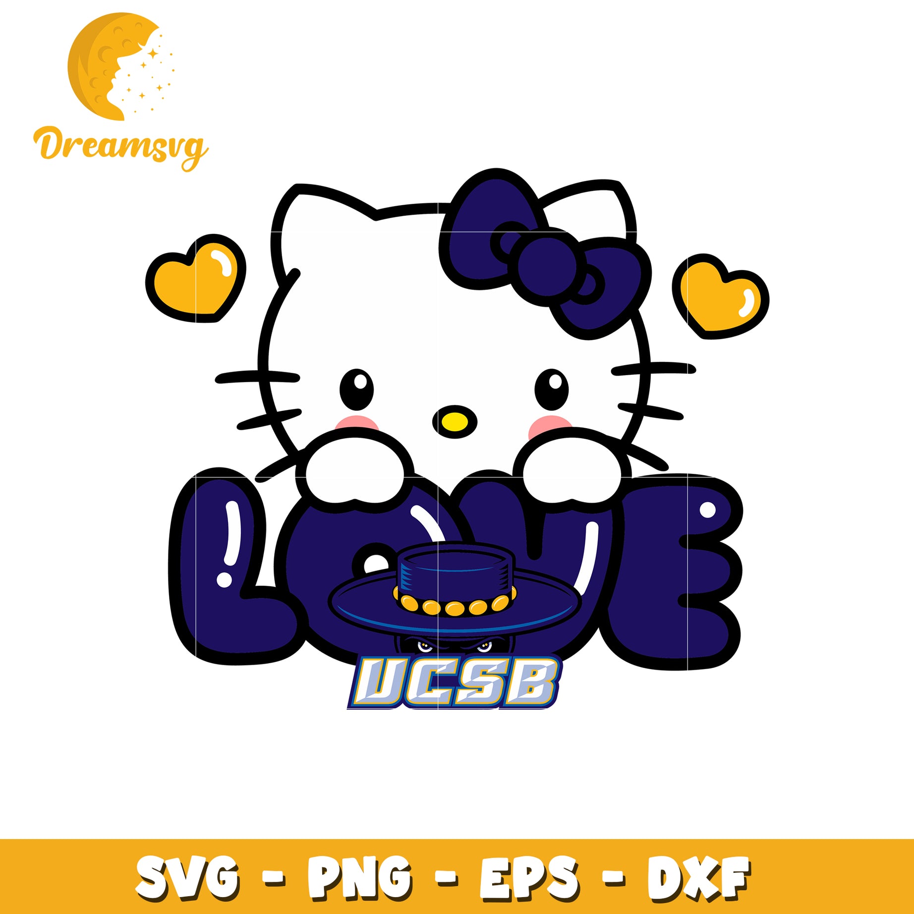 Cute Hello Kitty Love Design SVG for UCSB Fans
