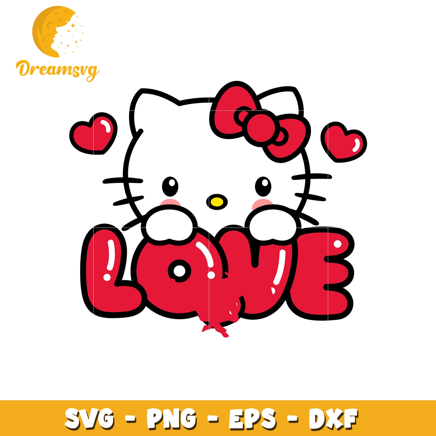 Cute Hello Kitty Love SVG Design for Crafts Use
