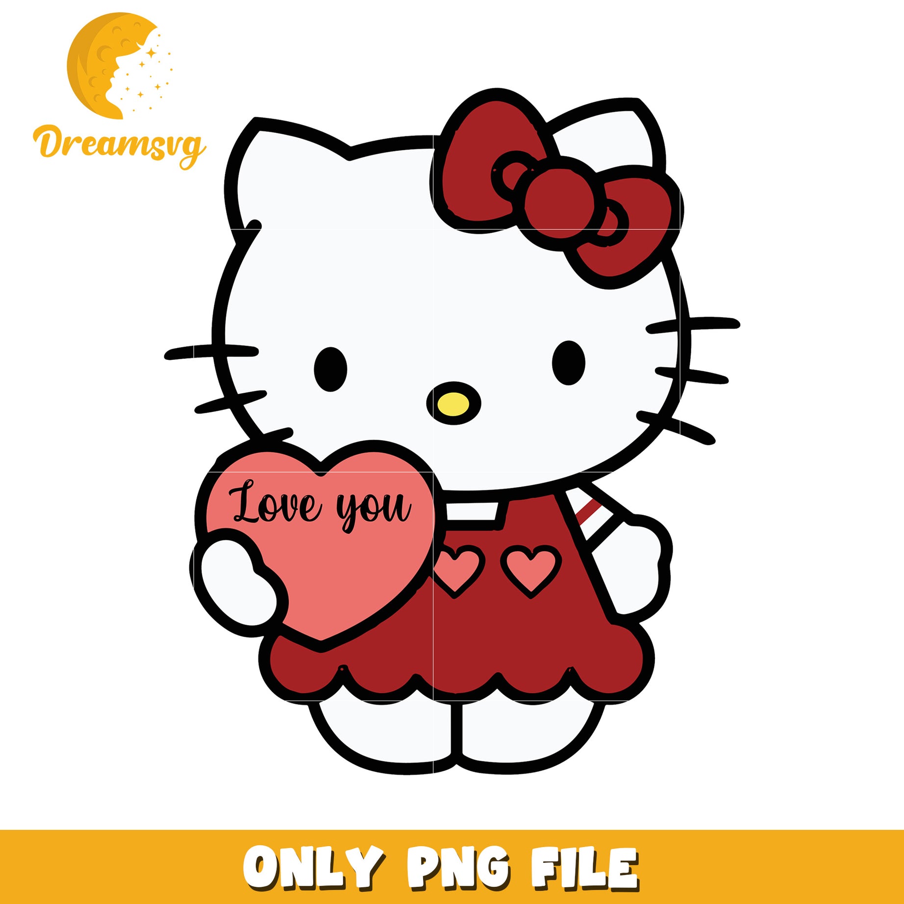 Cute Hello Kitty Love You PNG File for Crafting Use