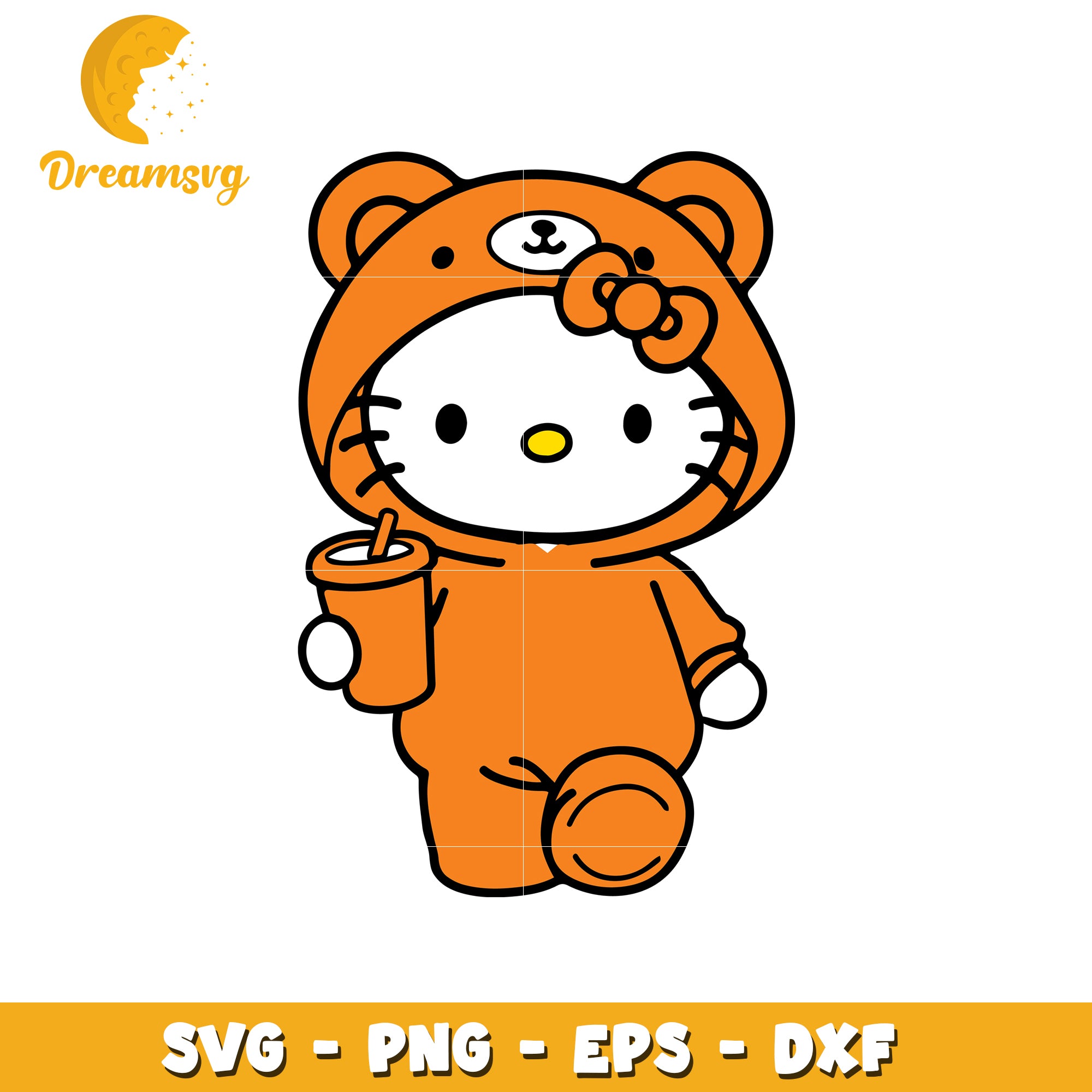 Cute Hello Kitty Orange Bear SVG Design for Crafts