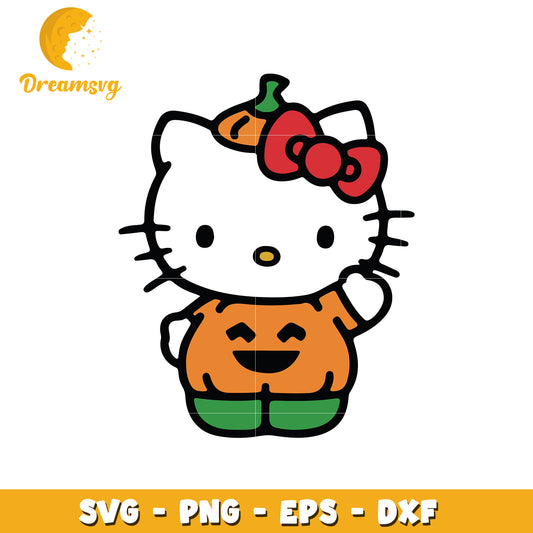 Cute Hello Kitty Pumpkin SVG Clipart for Halloween Crafts Art