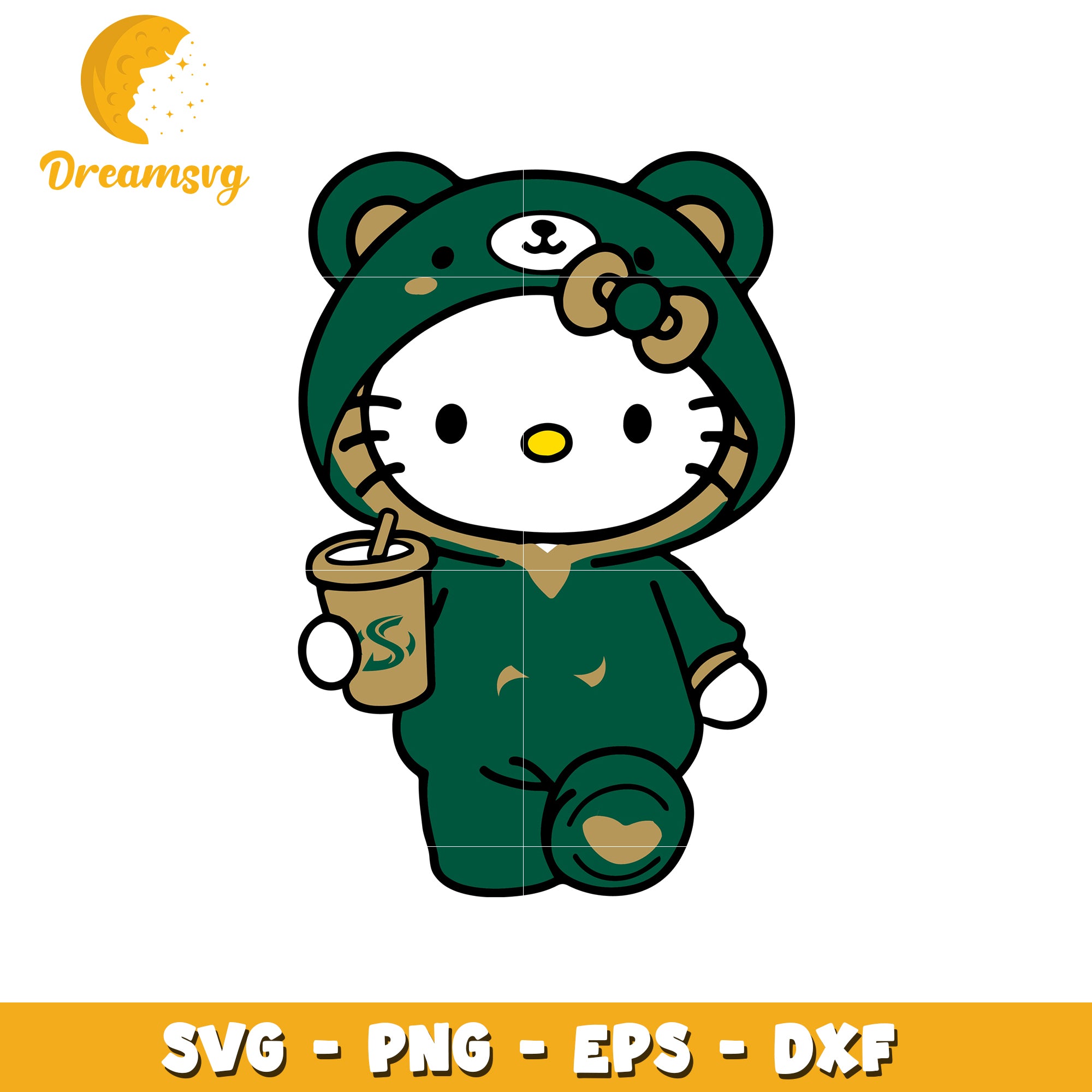 Cute Hello Kitty SVG Design Adorable Bear Outfit