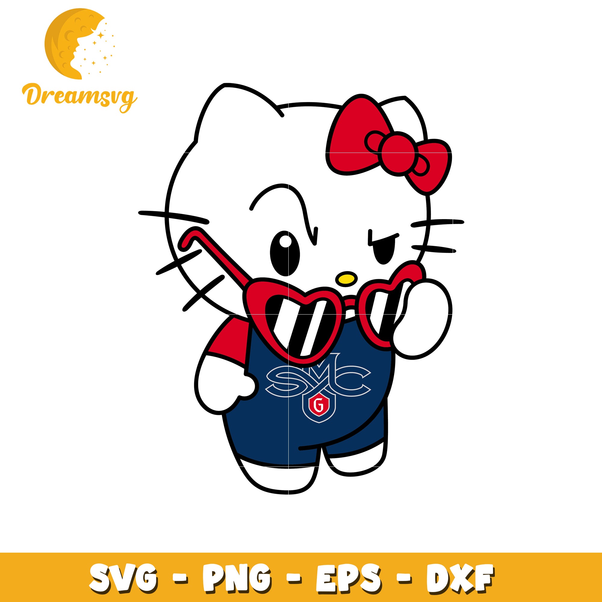 Cute Hello Kitty SVG Design Sunglasses Graphic Art