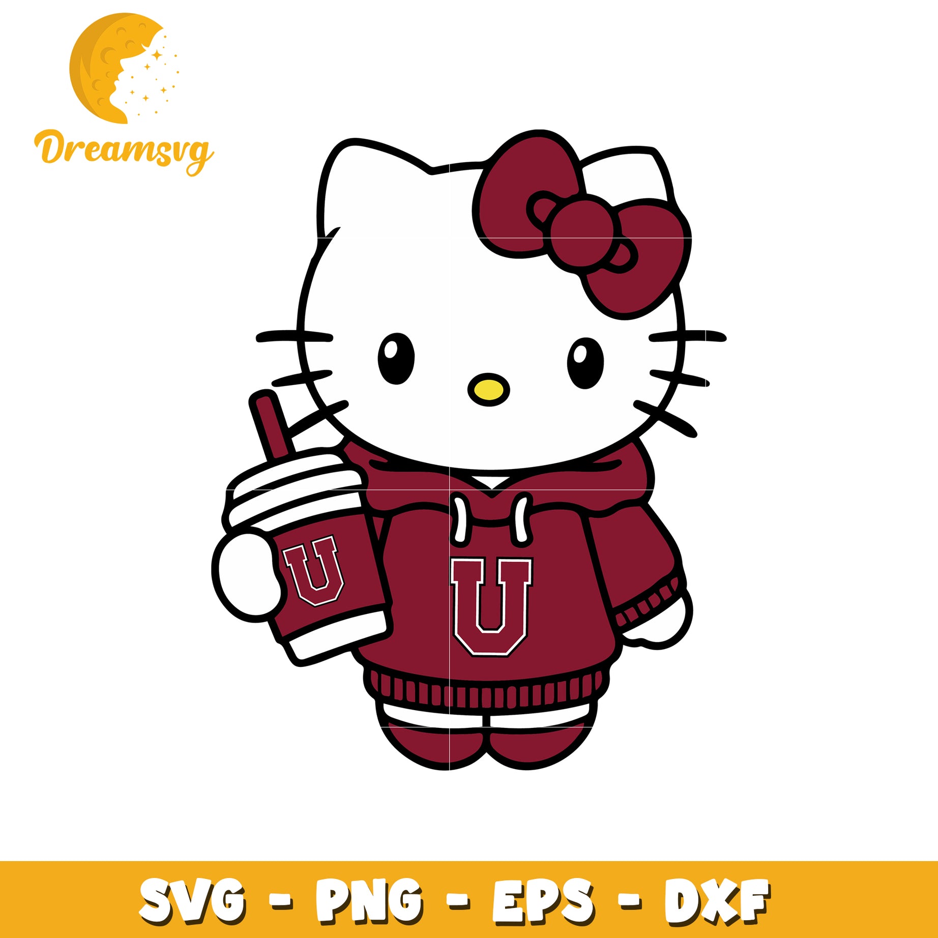 Cute Hello Kitty SVG Design for Drink Lovers