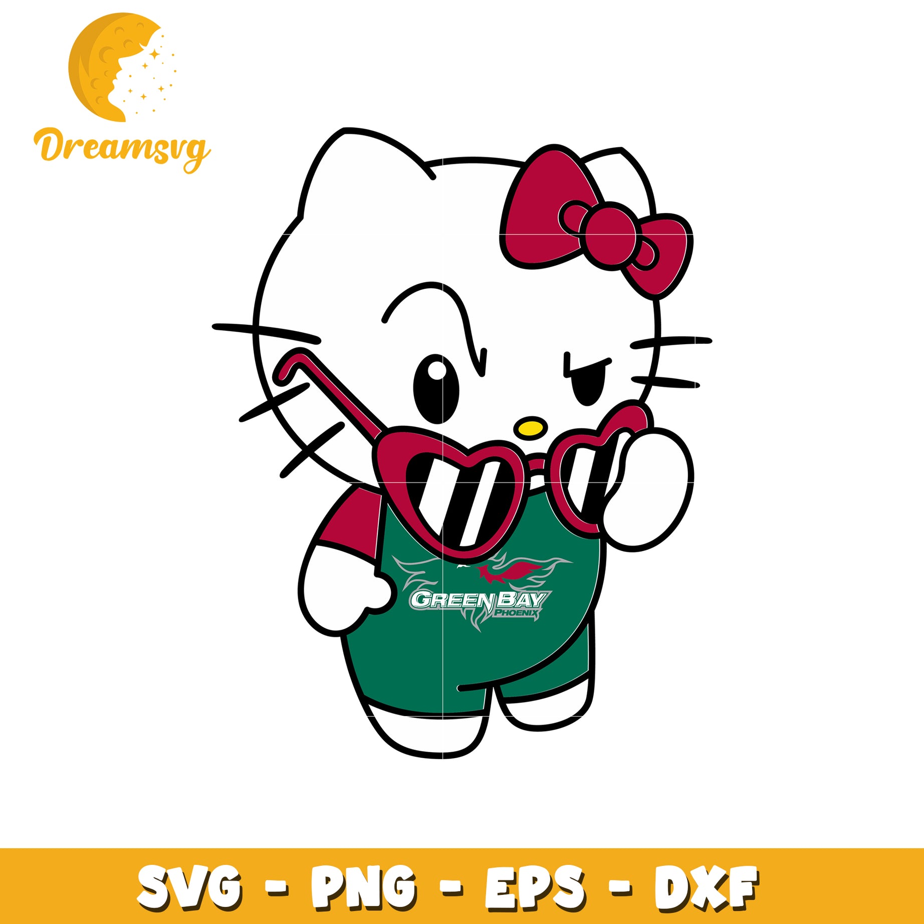 Cute Hello Kitty SVG Design for Green Bay Fans