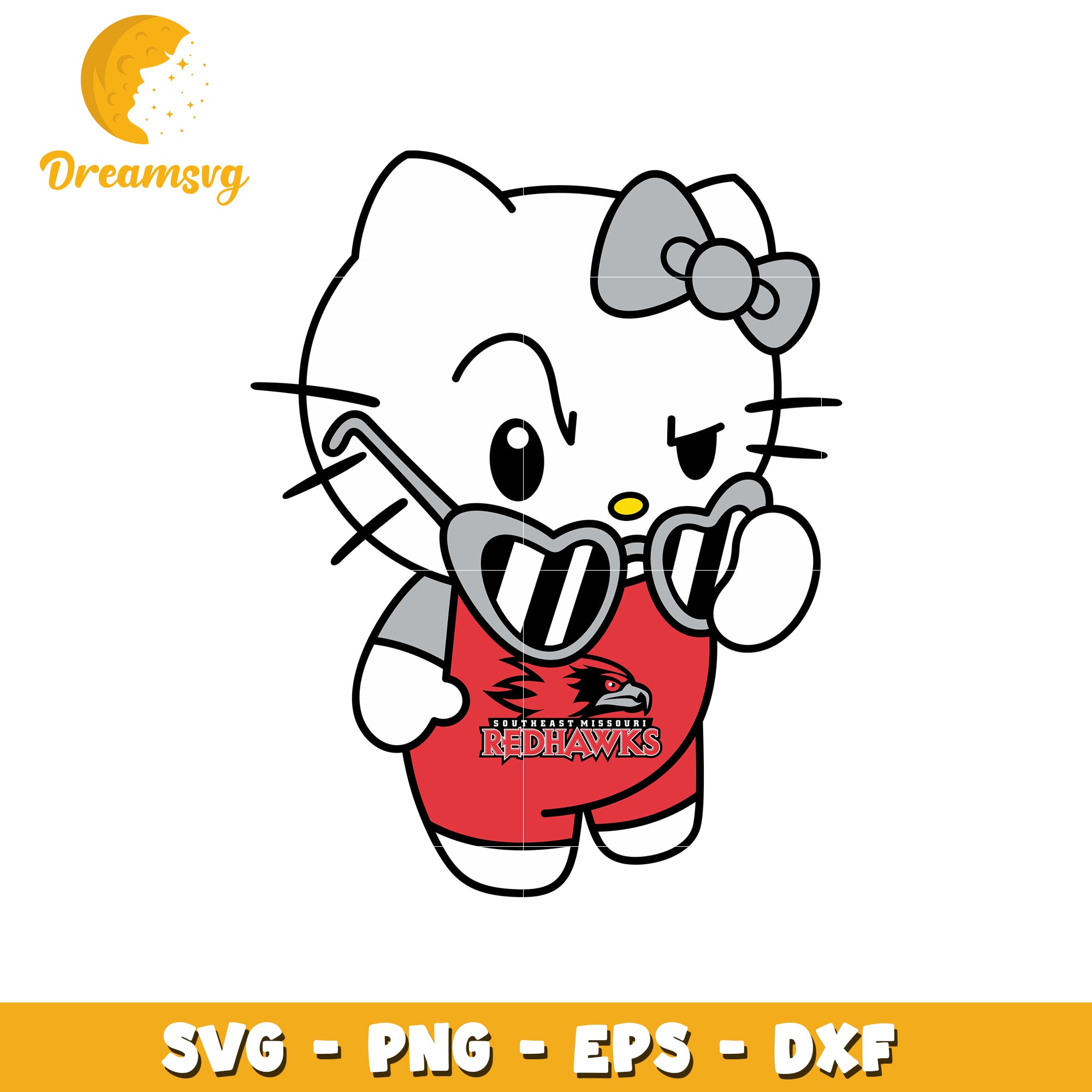Cute Hello Kitty SVG Design for Redhawks Fans