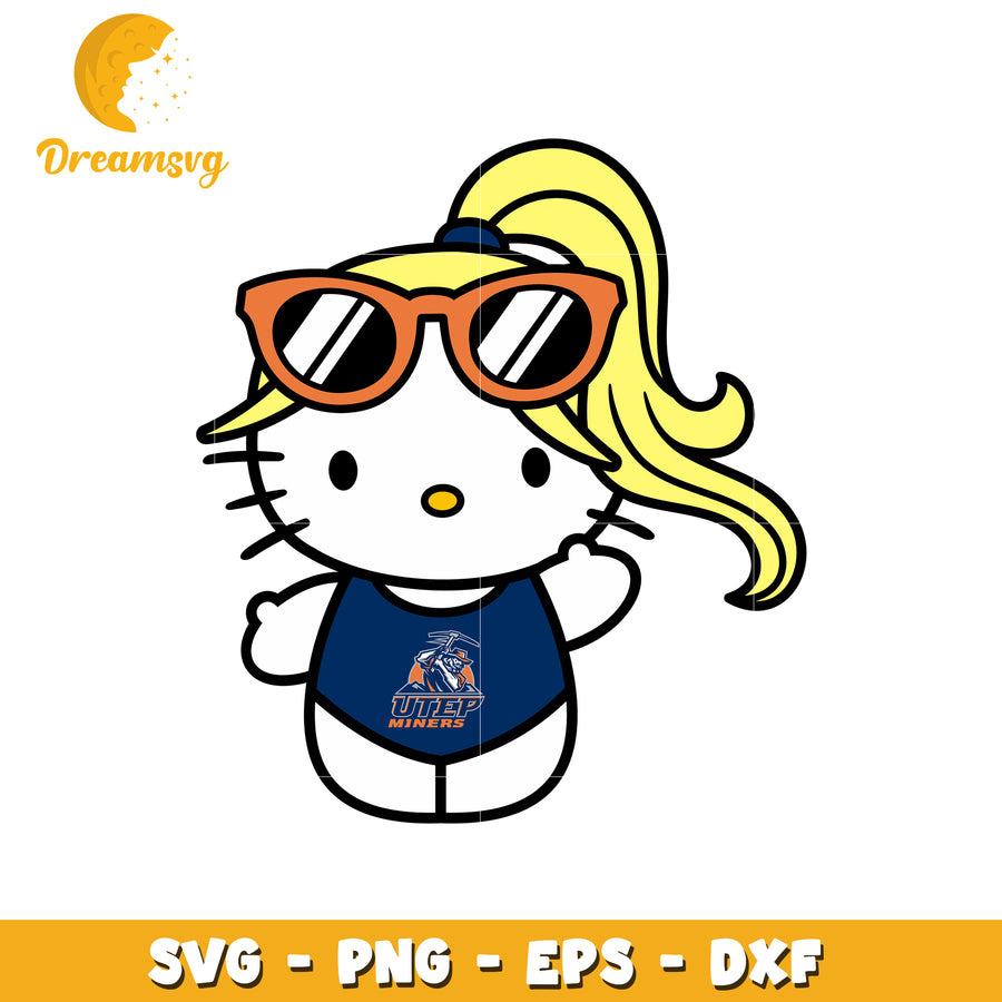 Cute Hello Kitty SVG Design for UTEP Miners Fans