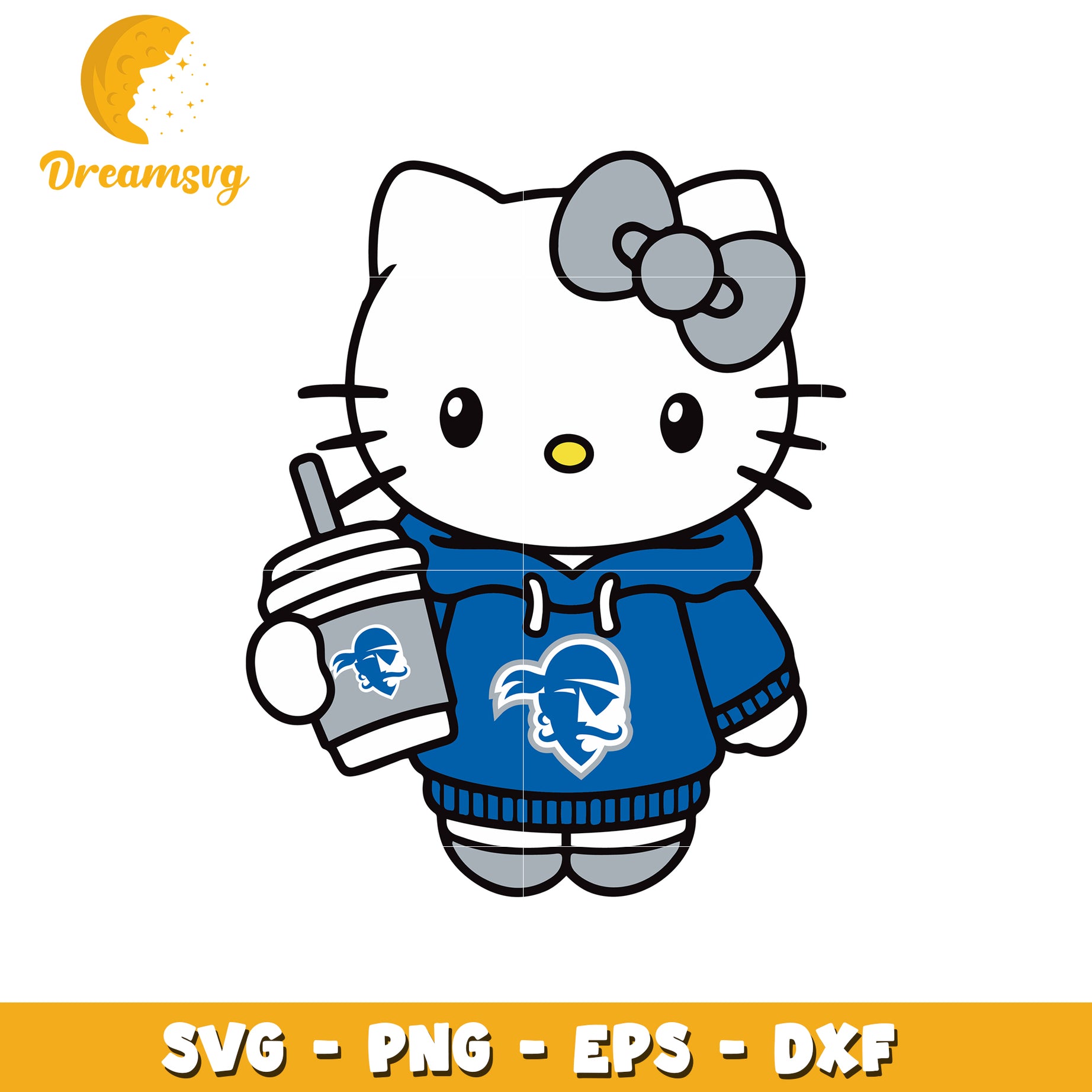 Cute Hello Kitty SVG Design with Cup and Hoodie