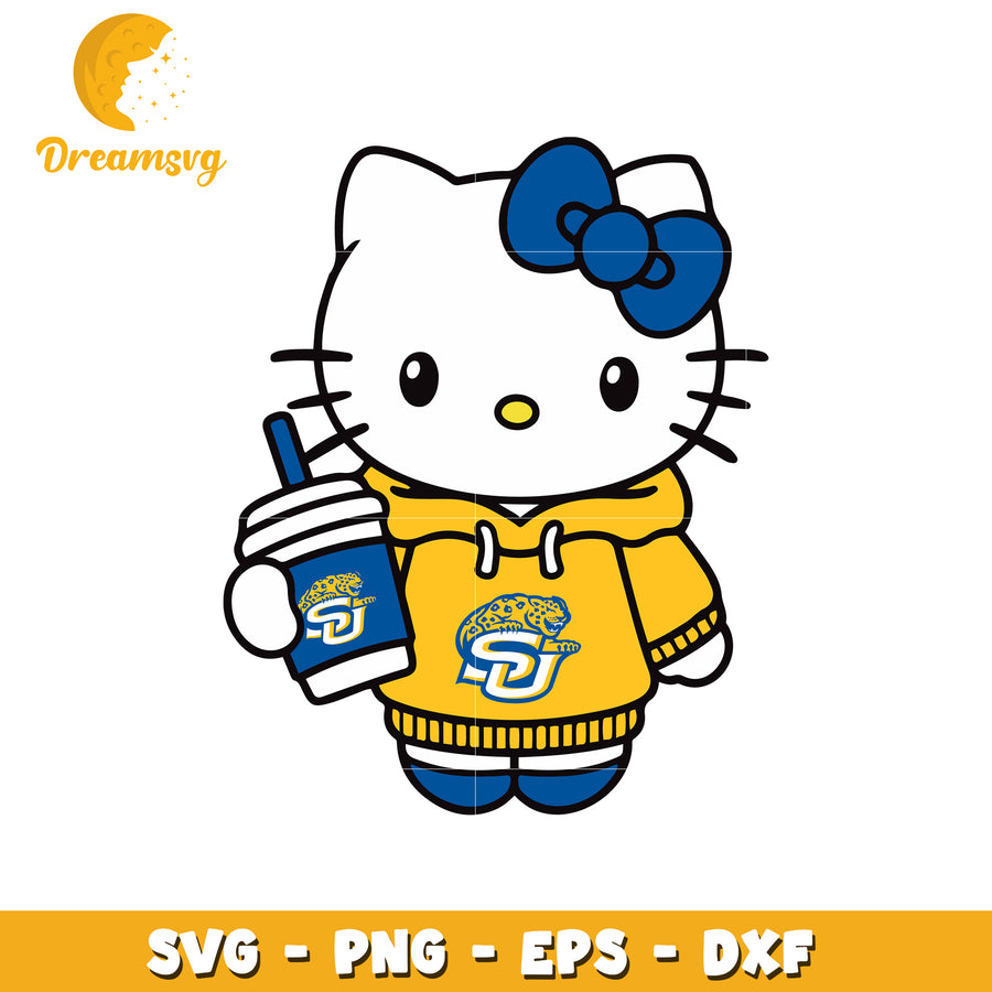 Cute Hello Kitty SVG Design with Drink and Hoodie