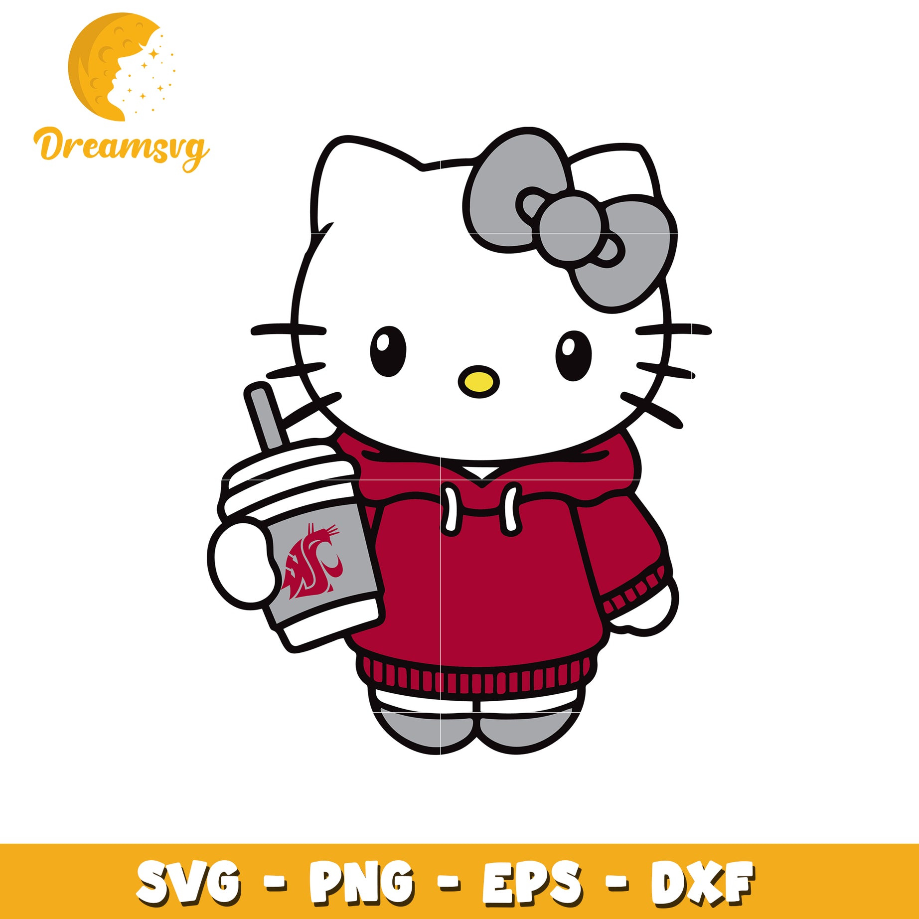 Cute Hello Kitty SVG Design with Fun Hoodie and Drink