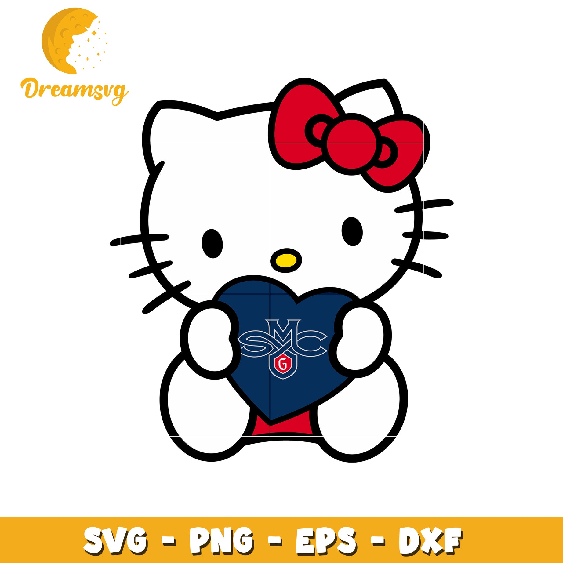 Cute Hello Kitty SVG Design with Heart Graphic