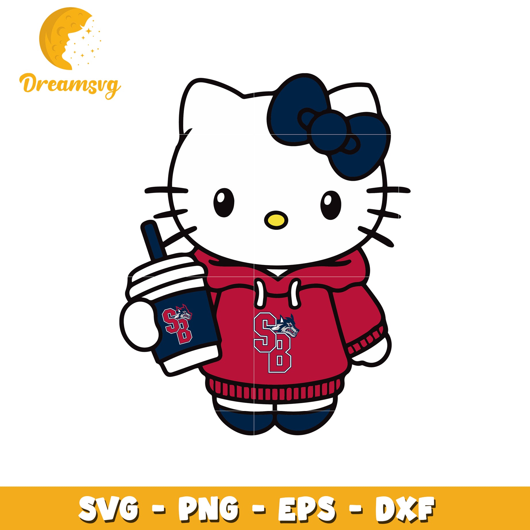 Cute Hello Kitty SVG Design with Hoodie and Cup