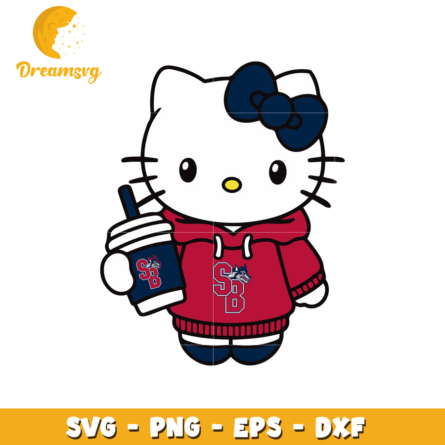 Cute Hello Kitty SVG Design with Hoodie and Cup