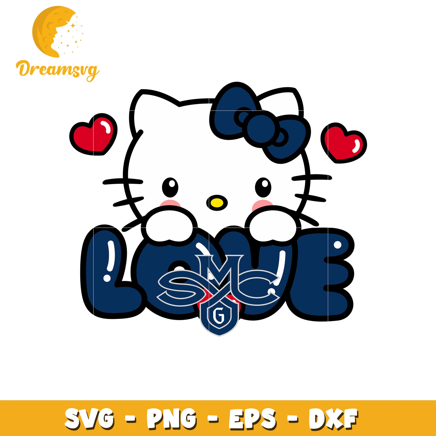 Cute Hello Kitty SVG Design with Love Theme Graphic