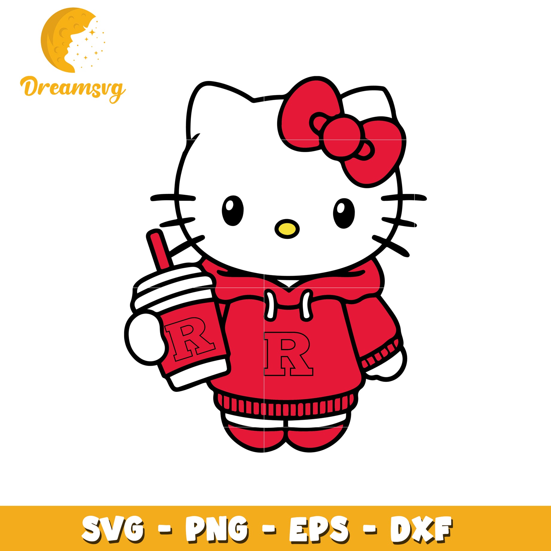 Cute Hello Kitty SVG Design with Red Hoodie Charm