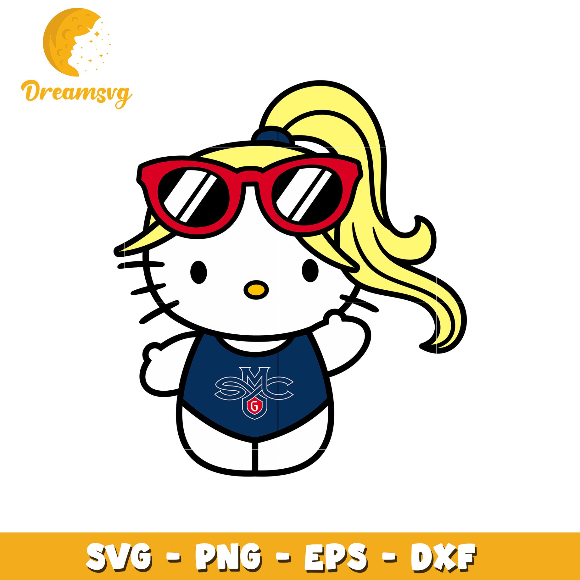 Cute Hello Kitty SVG Design with Sunglasses Fun